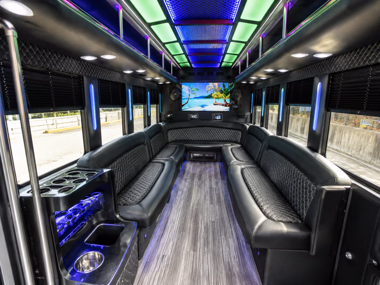 pensacola 18 passenger party bus inside