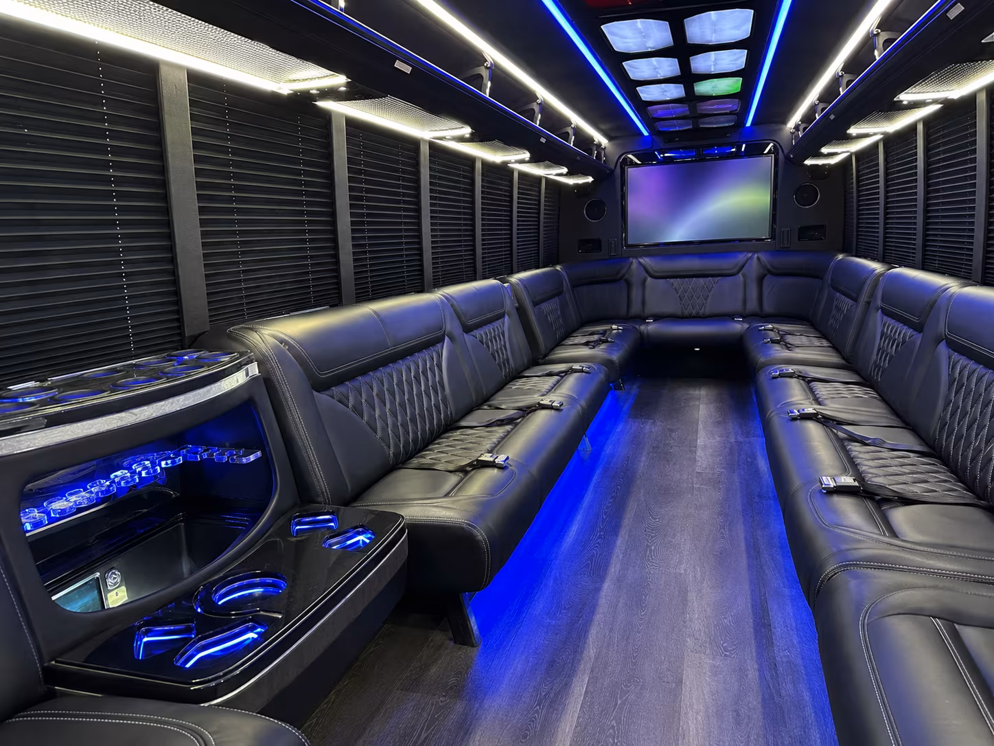 pensacola 20 passenger party bus inside