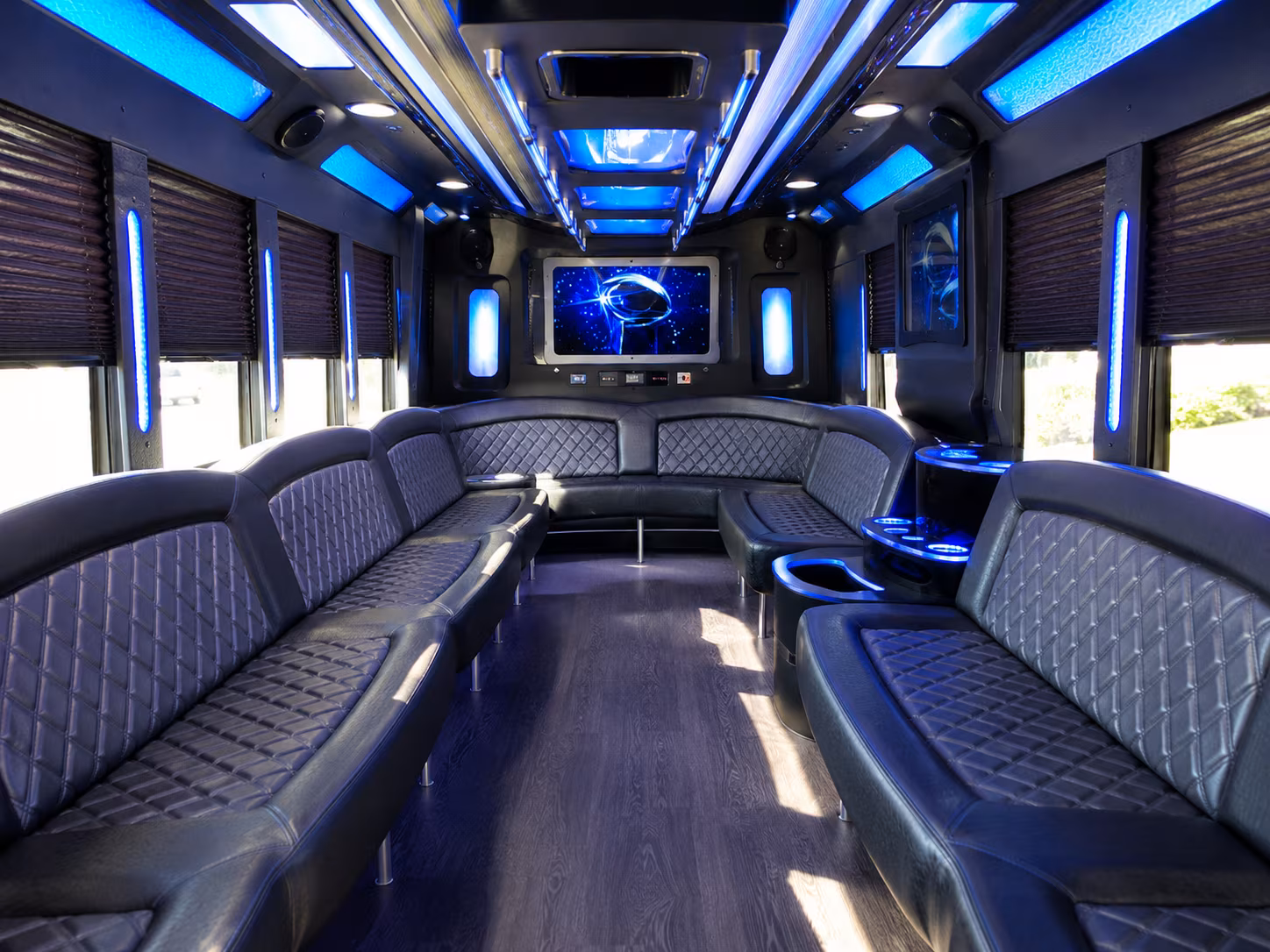 pensacola 28 passenger party bus inside